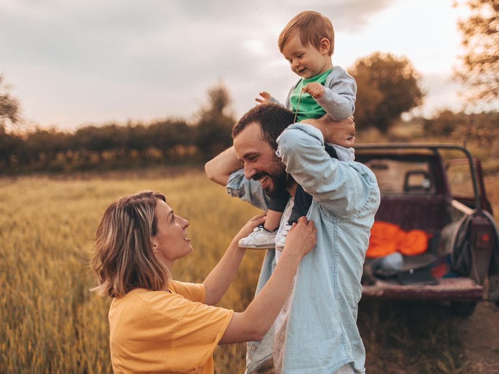 Family in spring